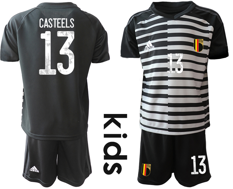 Youth 2021 European Cup Belgium black goalkeeper #13 Soccer Jersey1